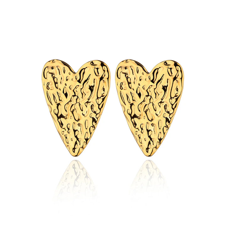 Irregular Heart Stainless Steel Stud Earrings – Minimalist Fashion Statement