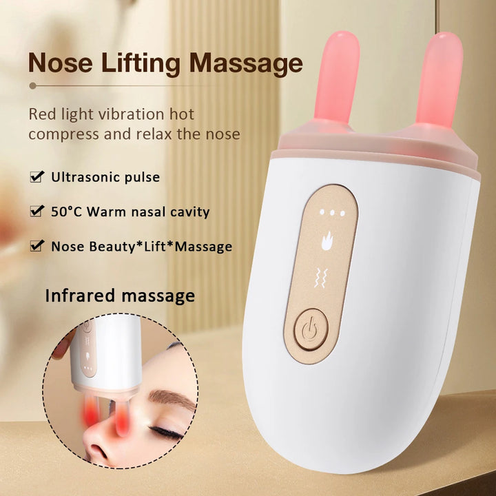 Electric Nose Lifting and Facial Massage Tool with Vibration and Hot Compress