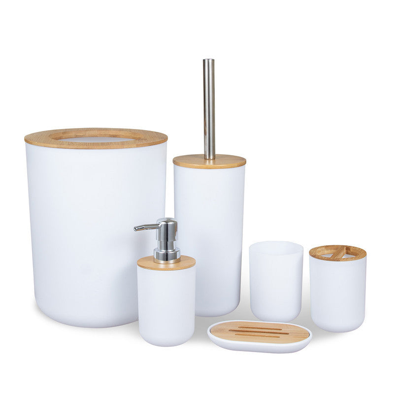 6-Piece Bamboo Bathroom Accessories Set