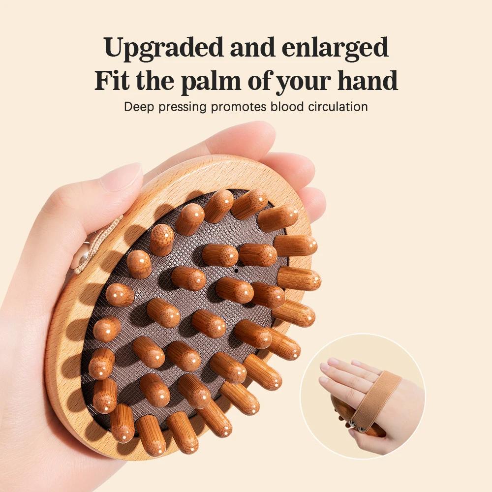 Wooden Meridian Massage Brush with Anti-Cellulite and Scalp Massage Benefits