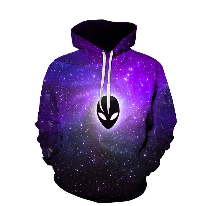 Starry Sky Digital Printing Pullover Leisure Hooded Sweater