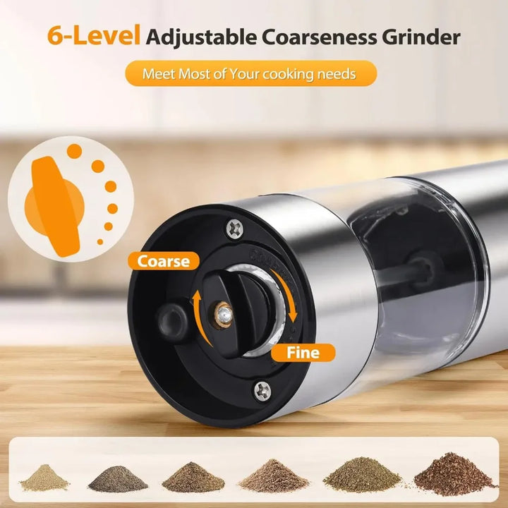 USB Rechargeable Electric Salt and Pepper Grinder Set