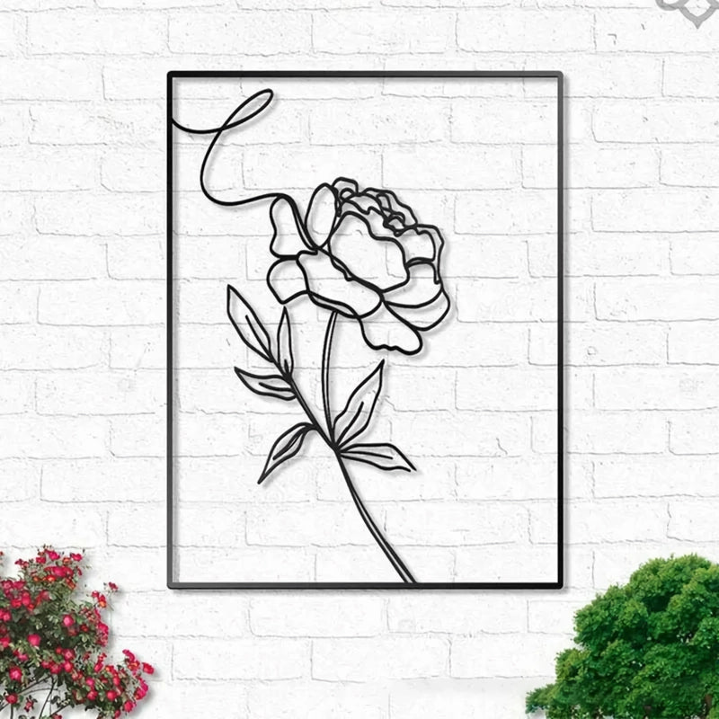 Abstract Minimalist Rose Flower Iron Wall Decor