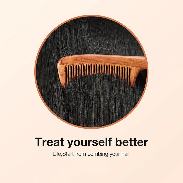 Natural Wooden Fine Tooth Comb for Hair Care and Scalp Massage