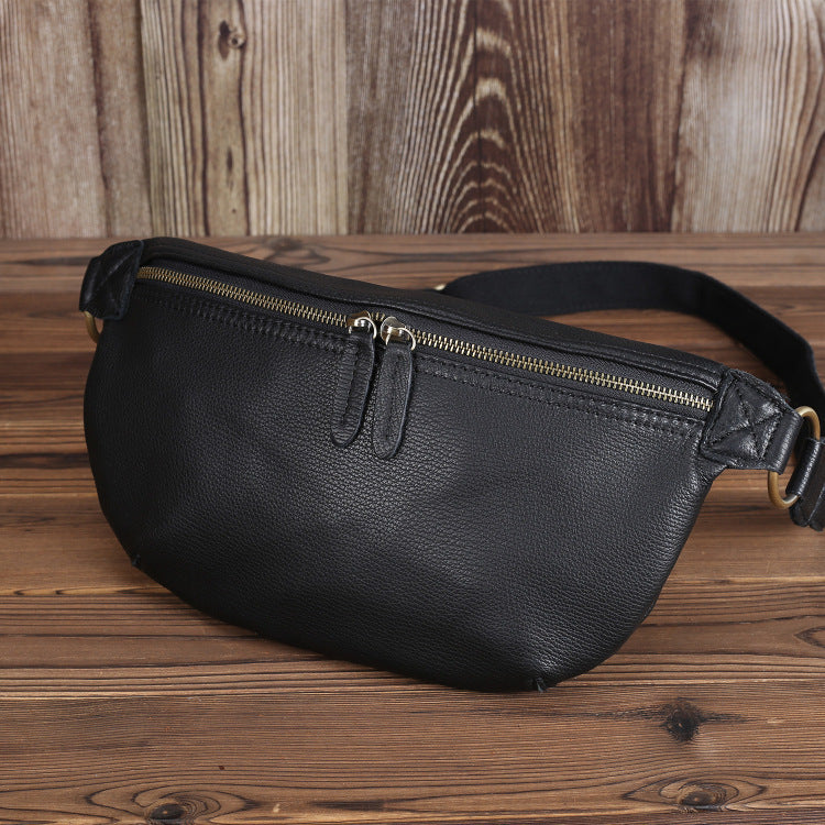 Summer Leather Retro Crazy Horse Leather Chest Bag