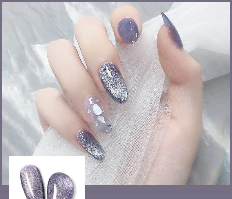 Milk Tea Crystal Stone Cat Eye Nail Polish