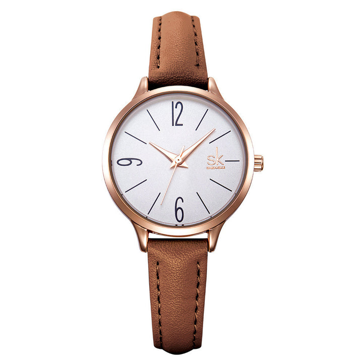 Shengke New Fashion Leather Strap Ladies Watch