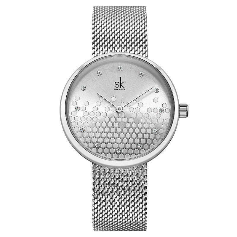 Creative Honeycomb Gold and Silver Ladies Watch