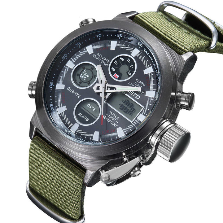 Men'S Watch Sports Waterproof Luminous Watch Men'S Double Display Electronic Watch Men