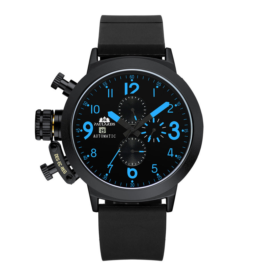 Automatic Mechanical Multifunctional Rubber Band Men's Watch