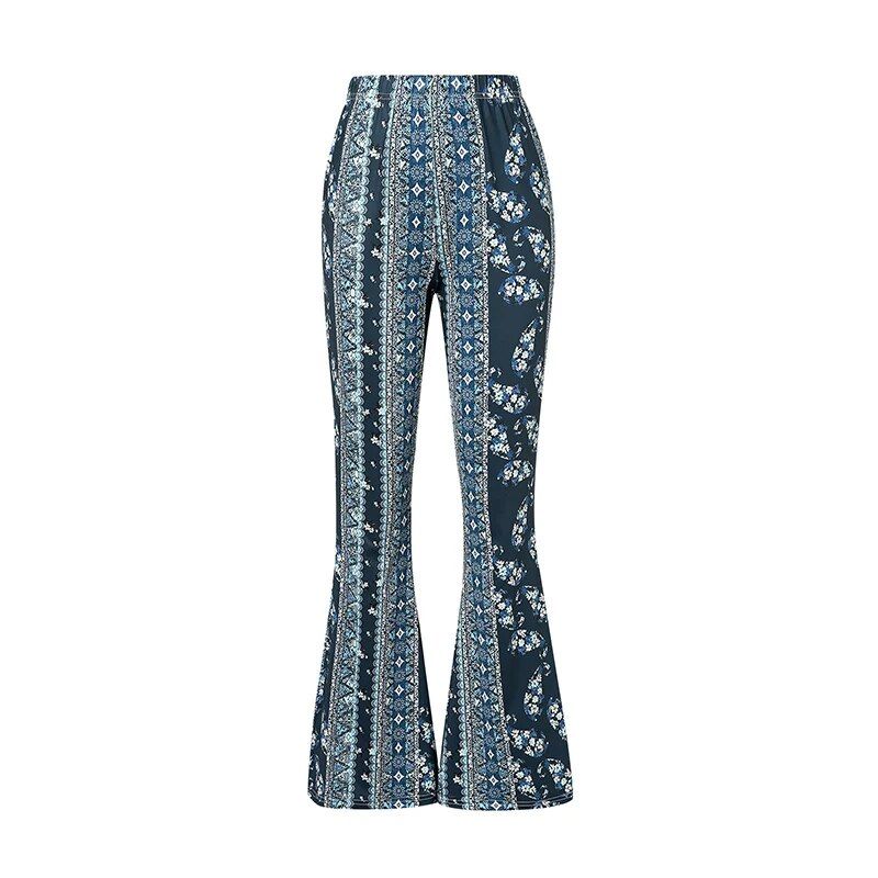 Floral Print High-Waist Flared Pants for Women