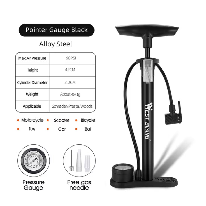 High Pressure Bicycle Floor Pump for All Tires