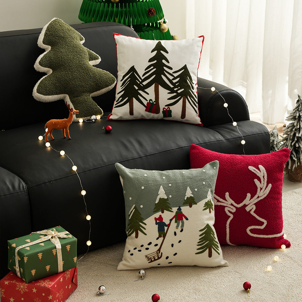 Christmas Festival Pillow Cover Home Snowflake