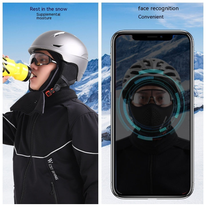 Winter Magnetic Cycling Mask Men's Ski Face Care Cold-proof Headgear Motorcycle Windproof Fleece Warm Helmet