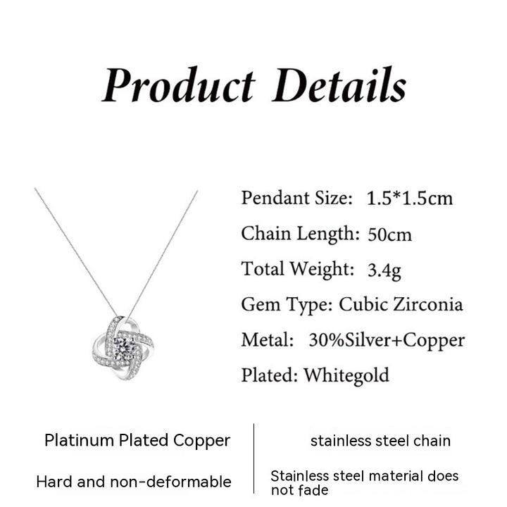 Full Diamond Silver Pendant Necklace Eternal Star Gift For Wife Holiday Gift