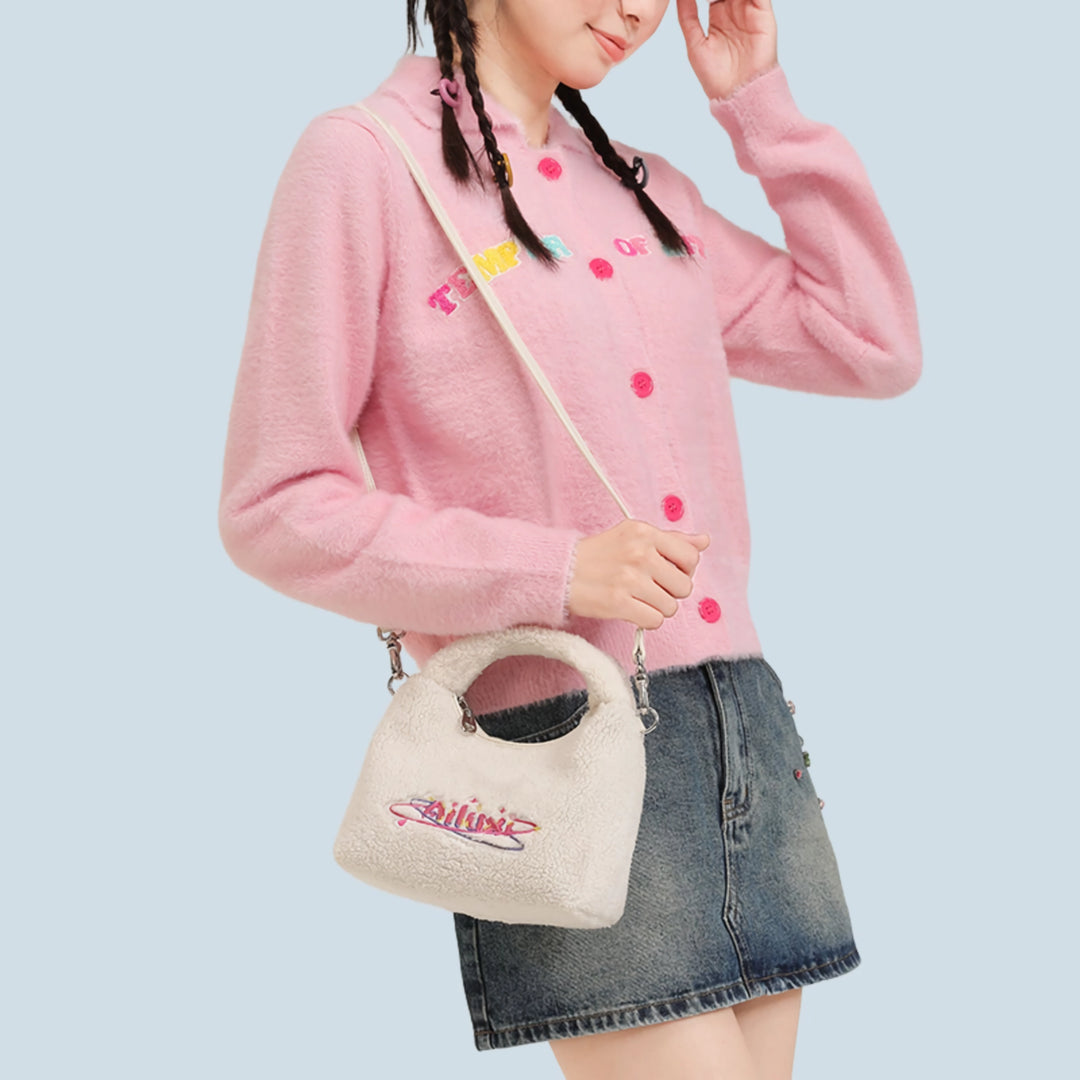 Cute Plush Dumpling Handbag for Women - Unique Crossbody Bag