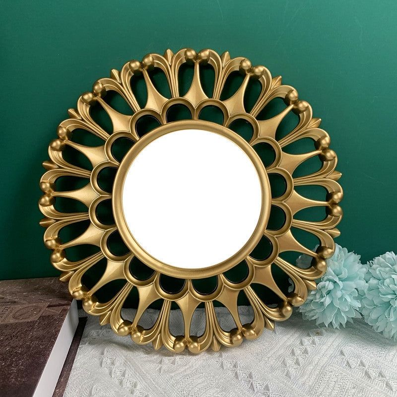 Elegant Gold Floral Mirror Wall Hanging