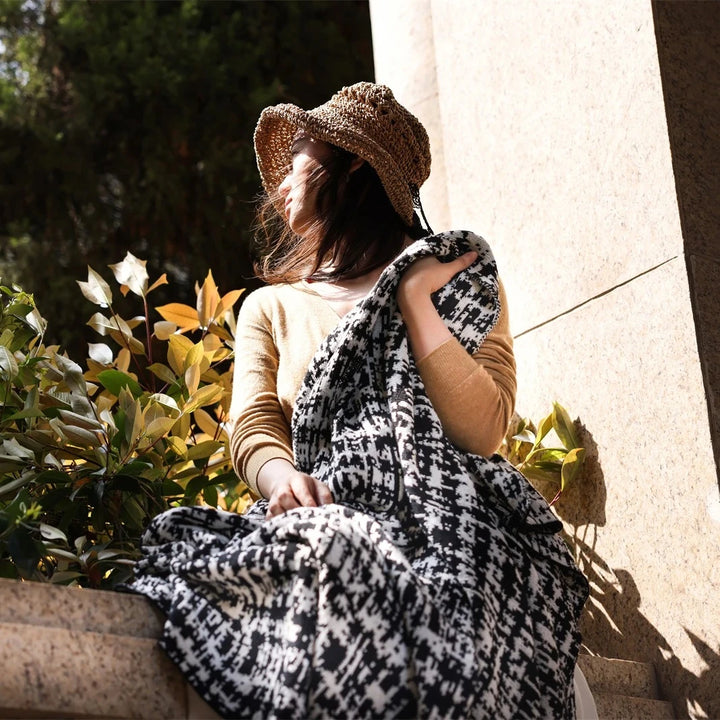 Cozy Wearable Wool Blend Travel Blanket