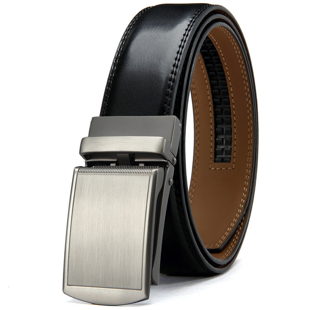 Double-sided Genuine Leather Alloy Grain Reverse Pull Simple Business Casual Pants Belt