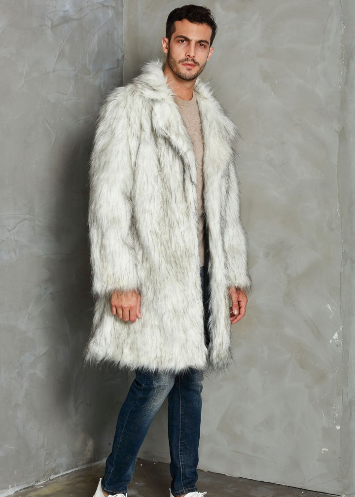 Men's Fashion Tailored Suit Collar Faux Fur Coat