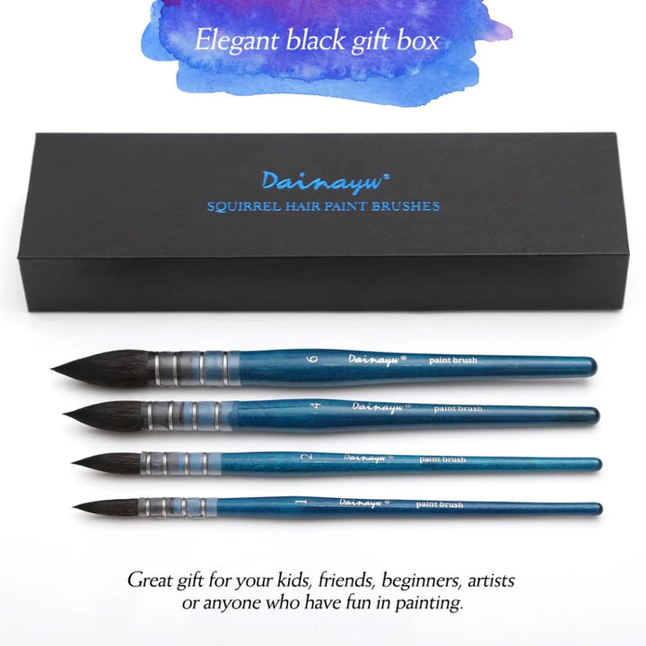 Premium Squirrel & Horse Hair Watercolor Brushes Set