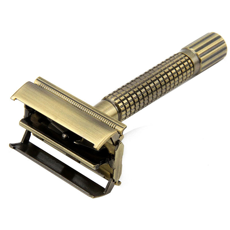 Classic Brass Safety Razor with Butterfly Mechanism