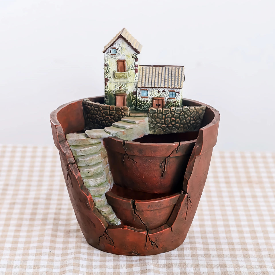 Creative Farmhouse Resin Succulent Planter - Fairy Garden Home Decor