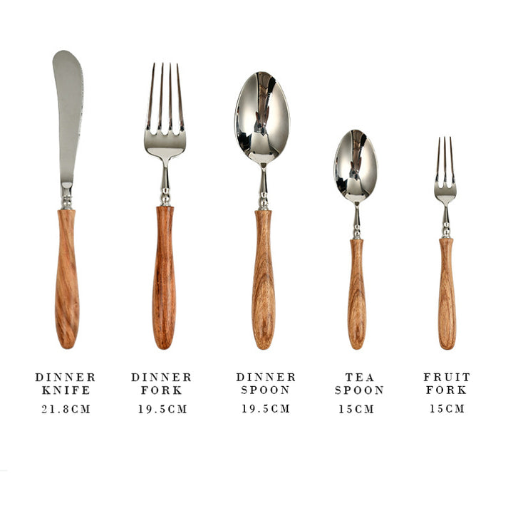 Elegant Rosewood Handle Stainless Steel Flatware Set