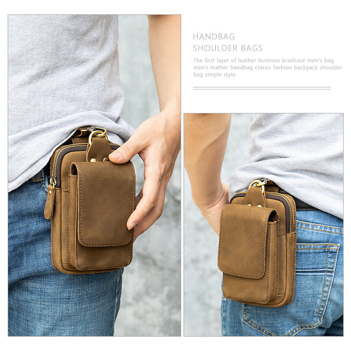 Fashion Men's Multifunctional Leather Belt Bag