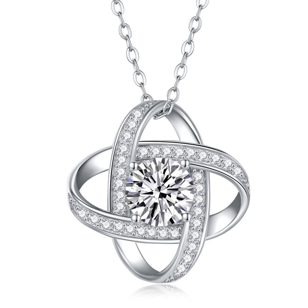 Full Diamond Silver Pendant Necklace Eternal Star Gift For Wife Holiday Gift