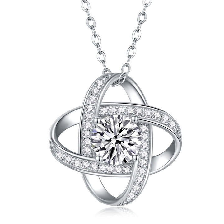 Full Diamond Silver Pendant Necklace Eternal Star Gift For Wife Holiday Gift