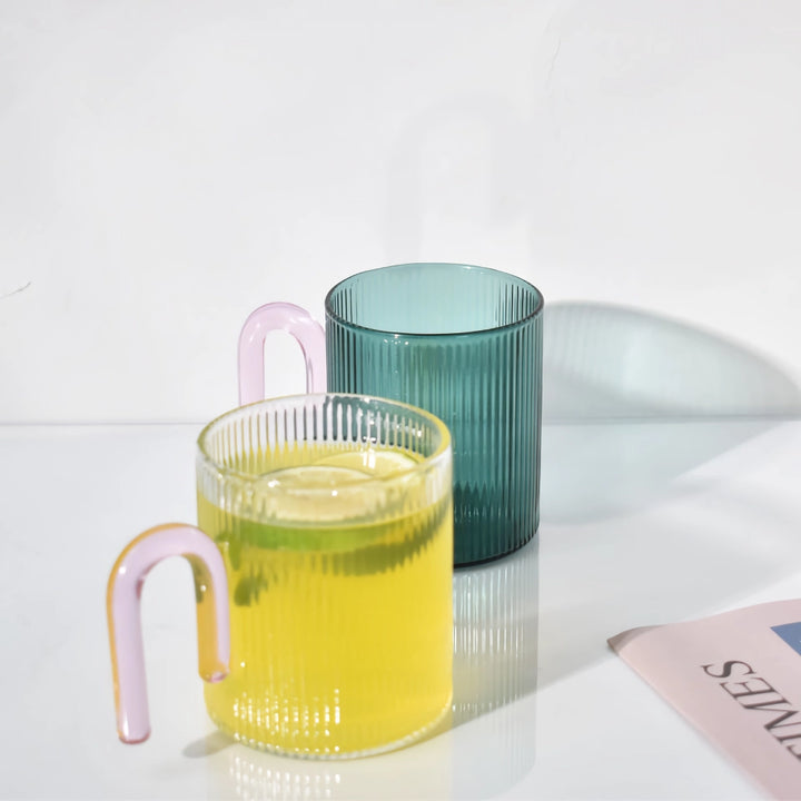 Heat Resistant Glass Mug with Colorful Handle