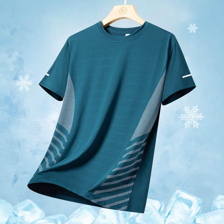 Summer Ice Silk Quick-Dry Running T-Shirt with Reflective Print