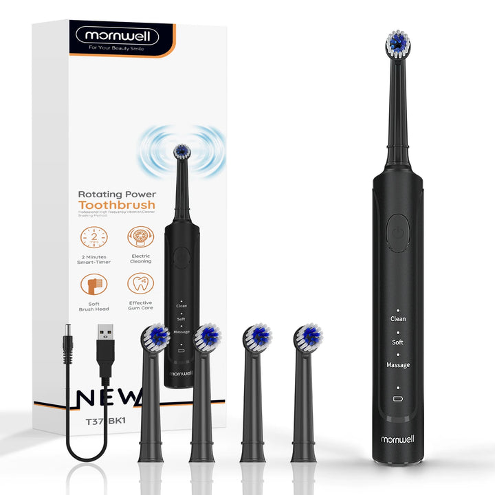 Rotating Electric Toothbrush with 4 Replacement Heads