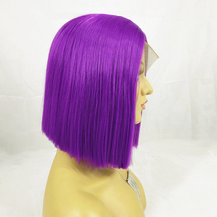 Purple Bob Wig European And American Chemical Fiber Former Lace Head Cap