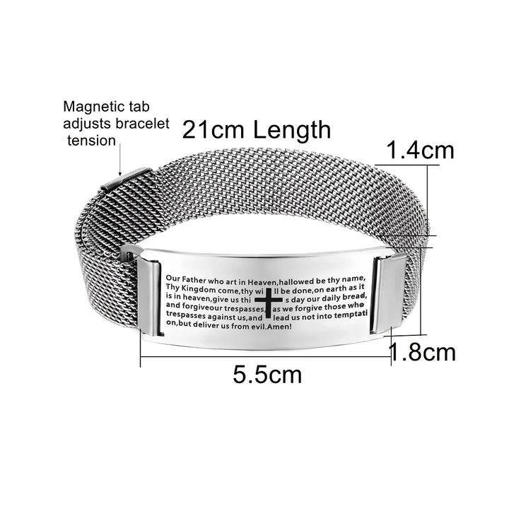 Christian Cross Stainless Steel Magnetic Cuff Bracelet for Men