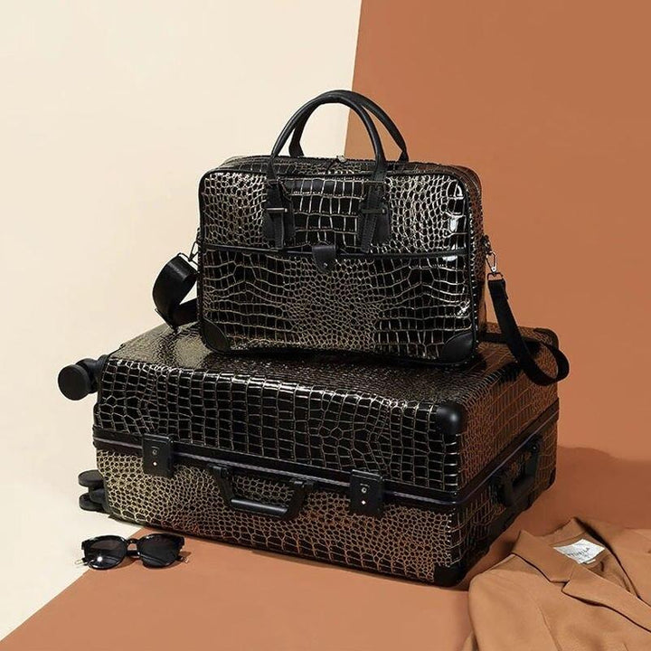 Luxurious Crocodile Print Travel Luggage & Handbag Set