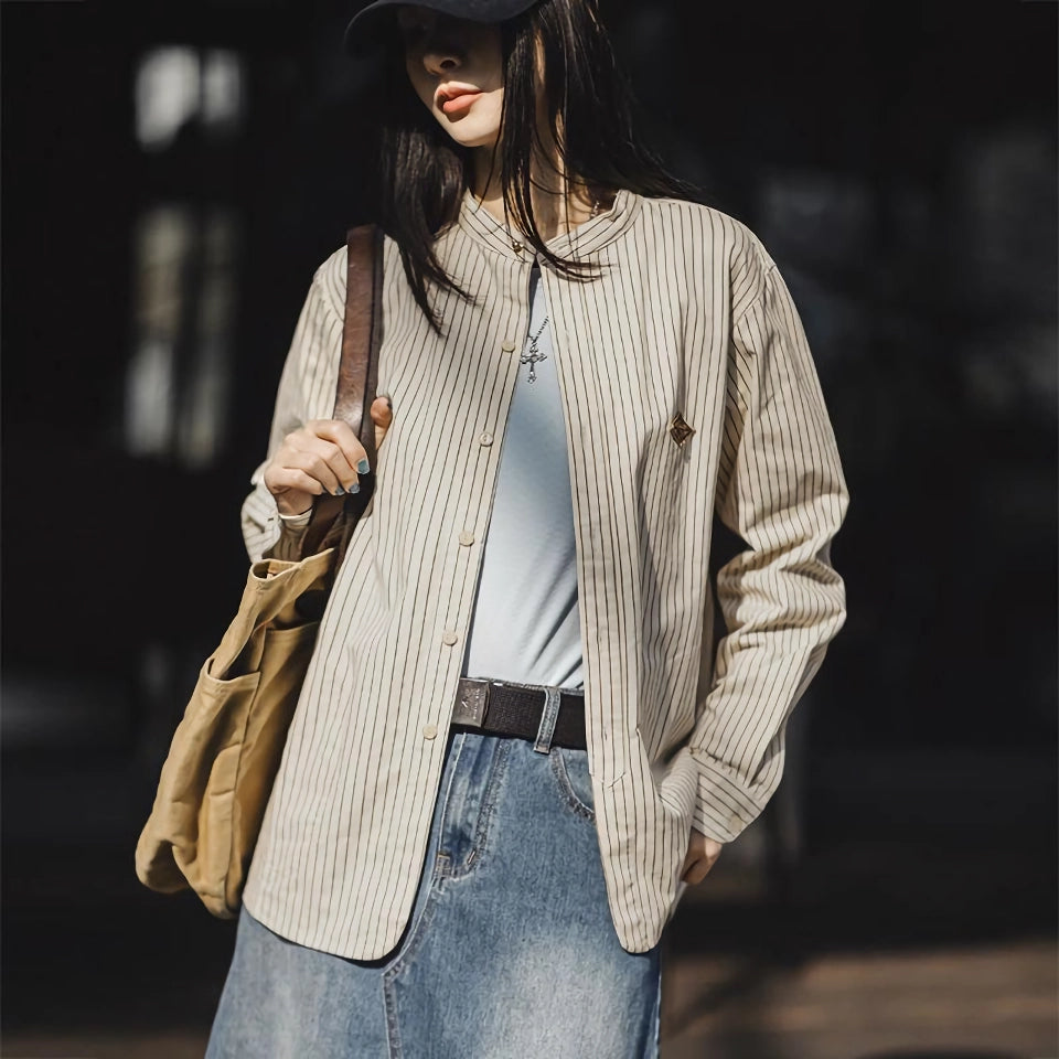 Stylish Striped Long-Sleeve Cotton Shirt