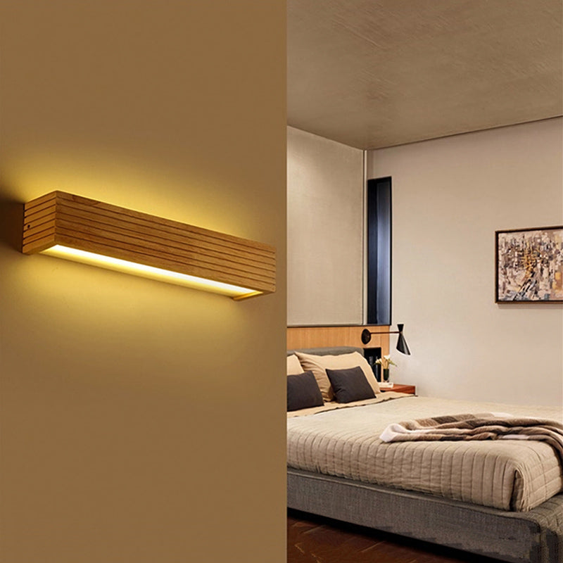 Modern Japan Style LED Oak Wooden Wall Lamp