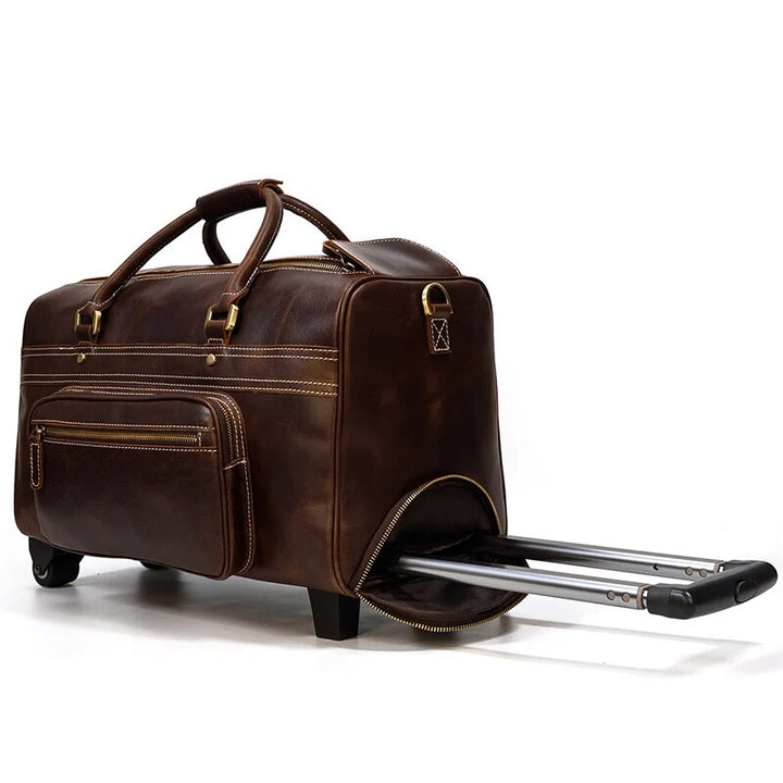 Genuine Leather Wheeled Duffel Bag