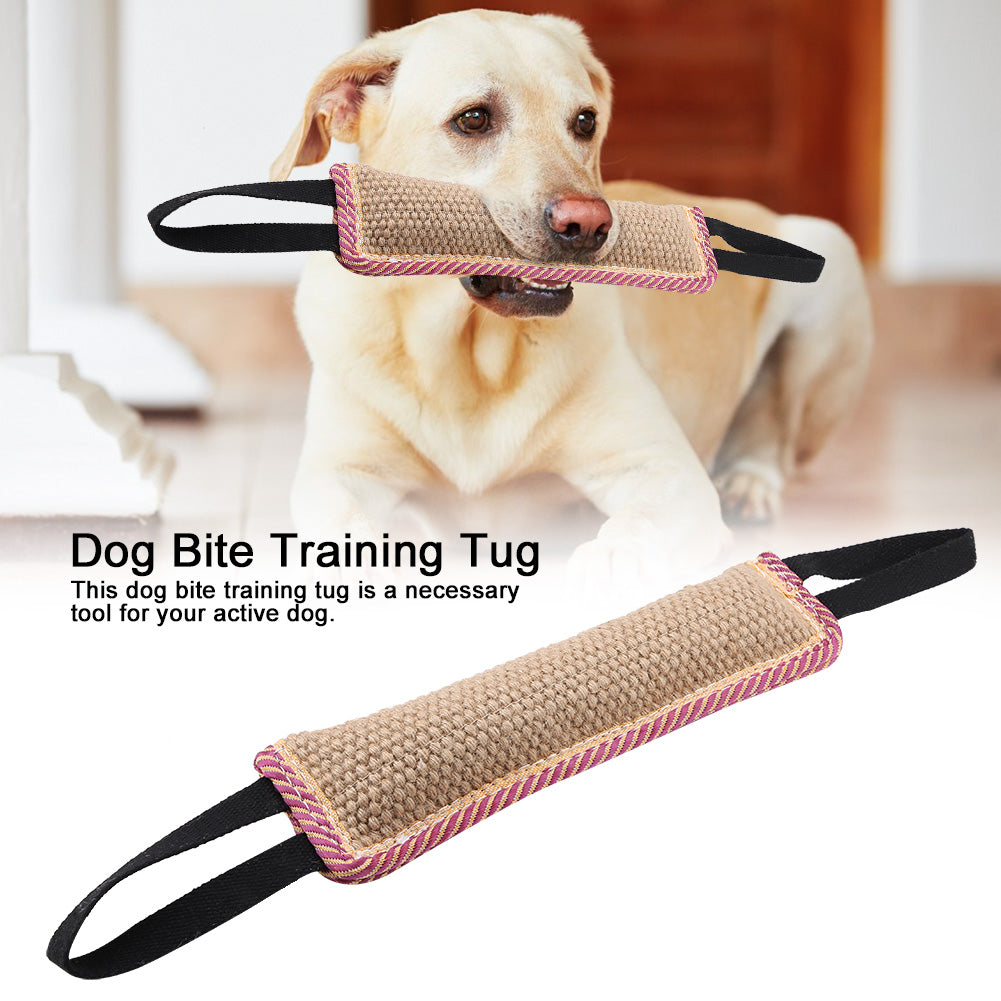 Durable Sackcloth Dog Training Bite Tug Toy with Dual Handles