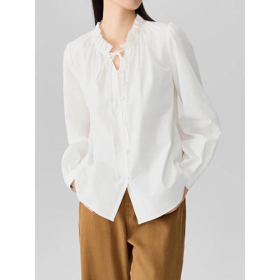 Elegant French Style Casual Puff Sleeve Shirt