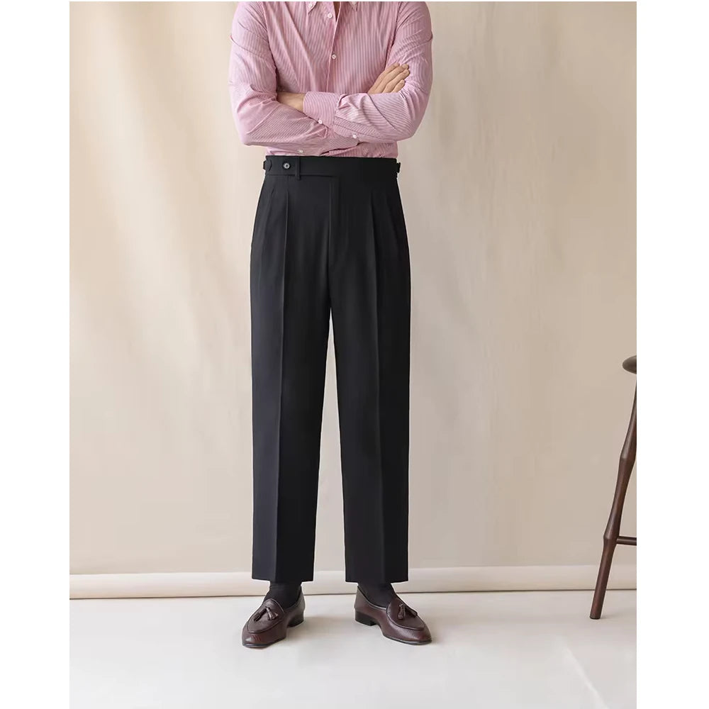 Men's High Waist Straight Leg Trousers