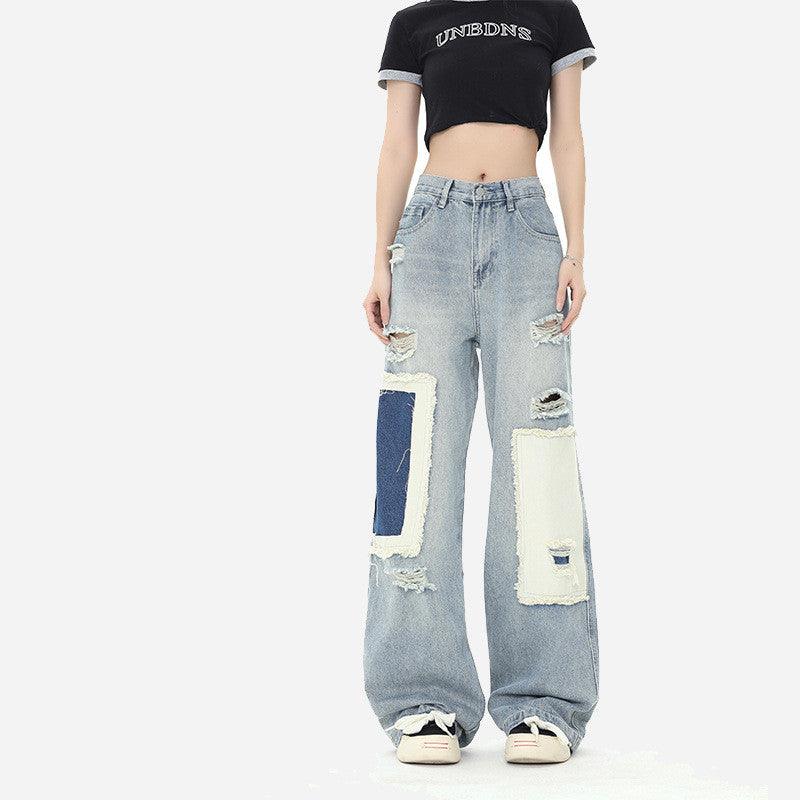 American-style Distressed Heavy Industry Straight Casual Jeans - Trendha