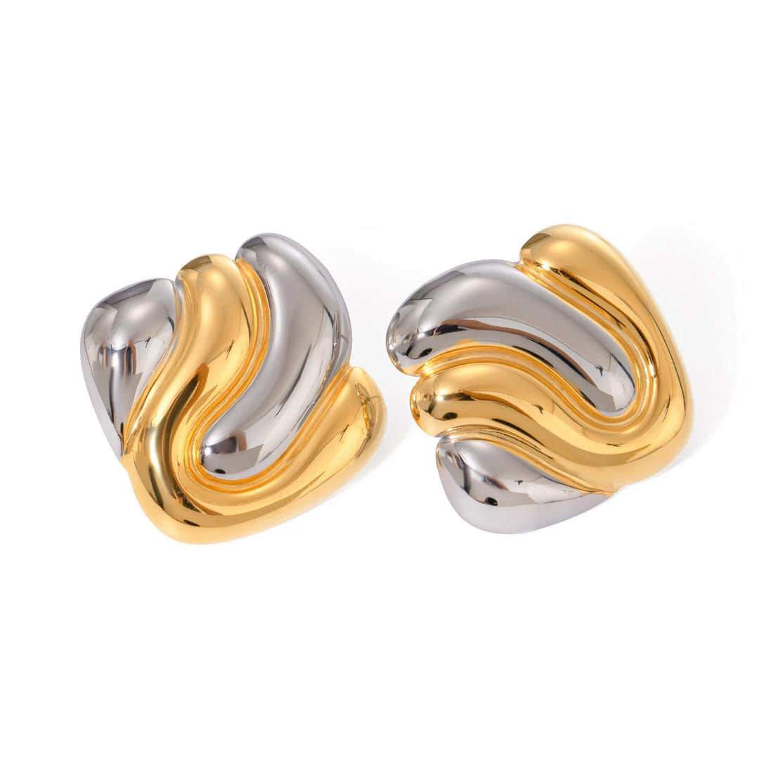 18K Gold Plated Stainless Steel Irregular Geometric Bump Earrings