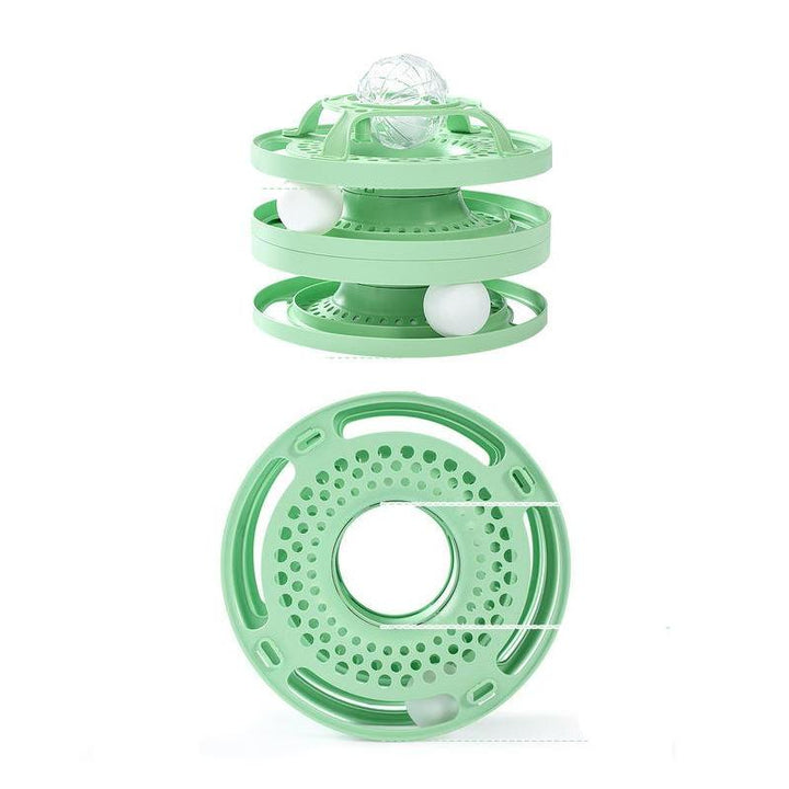 Interactive Cat Toy Round Tower with Turntable Balls for Active Play and Molar Care