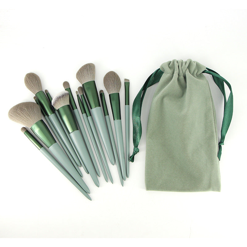 Green Wooden Handle Quick-drying Soft Fur Flour Brush Suit