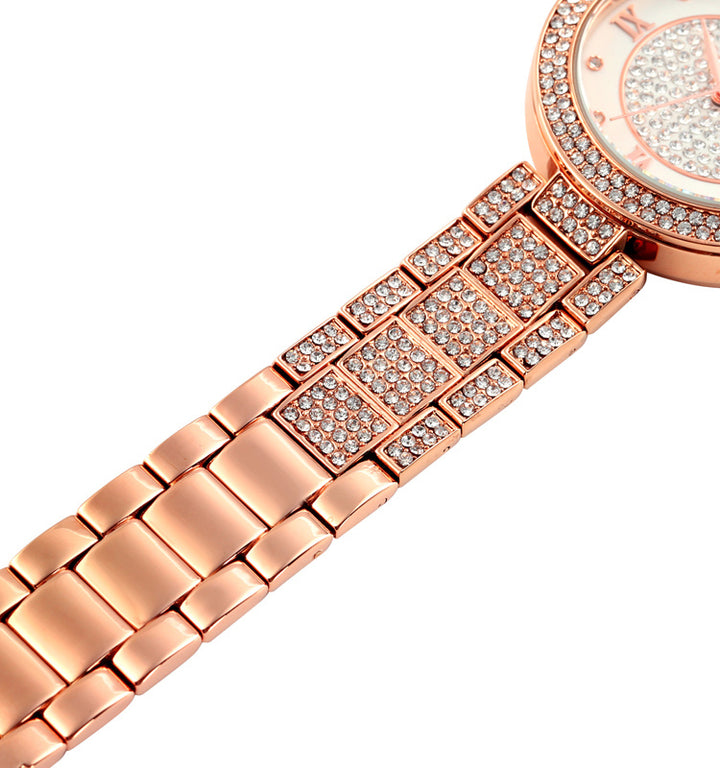 Gypsophila Diamond Watch Shiny Rose Gold Quartz Watch