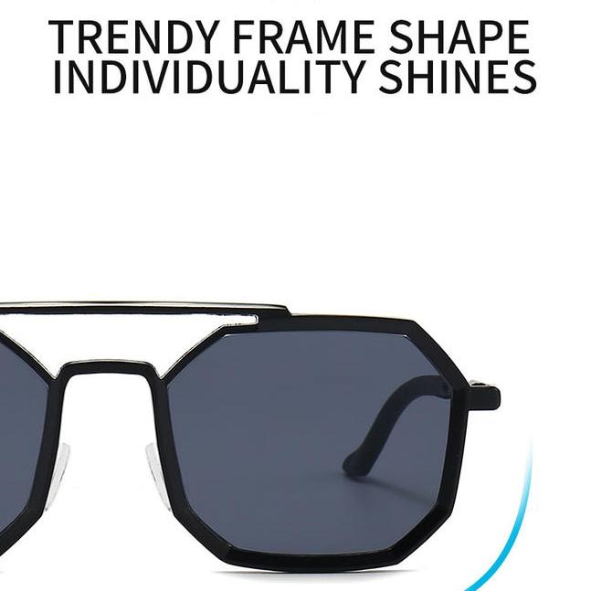 Luxury Polygonal Double Bridge Sunglasses for Men & Women