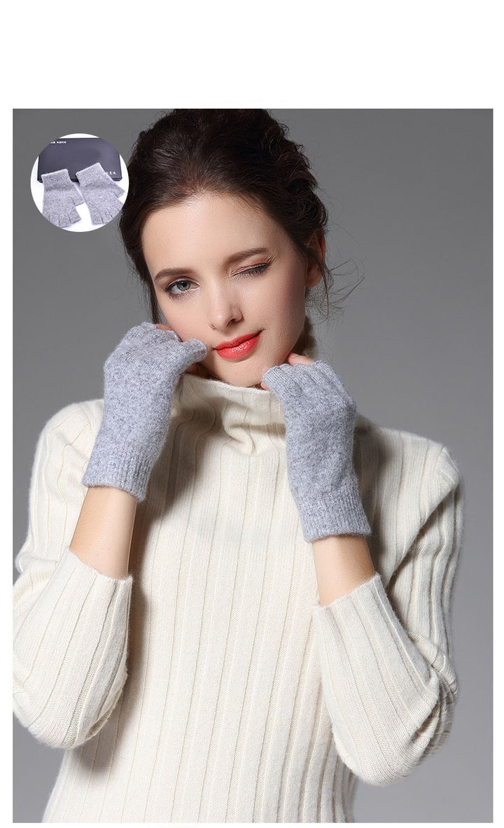 Wool half finger gloves